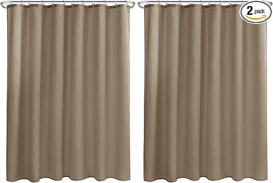 Nasitos Fabric Shower Curtain Liners 2 Pack - W72 x H72 - Washable & Water Resistant Cloth Shower Liner for Bathroom, Soft Hotel Quality, Standard Size (Khaki, 4 Separate Magnets Included)