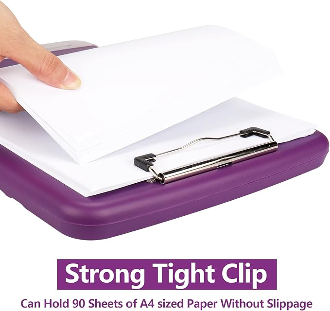 SFLHHDM Purple Clipboard, Clip Boards 8.5x11, Teacher Clipboards with Storage, Plastic Clipboard with Pen Holder, Clipboards Storage for Women Teachers Work, School & Office Supplies