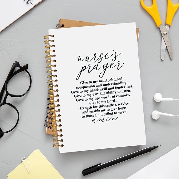 Nurse Notebook, Nursing Notebook, Nurse Appreciation Gifts, Registered Nurse RN Gifts, Nurse Practitioner Gifts, Nurse Office Supplies, Nurse's Prayer Spiral Notebook 5.5x8.3 Inches