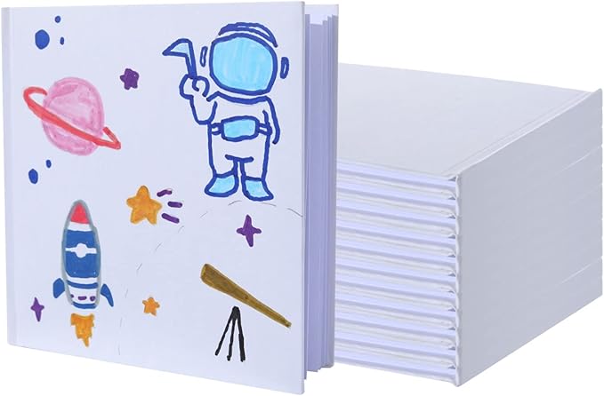 12 Pack Hardcover Blank Book 5x5 Inch Unlined Sketchbook Journal - 18 Sheets/36 Pages Each, Bulk Pack of White Hardcover Blank Books for Writing, Drawing Make Your Own Book, Multi-Purpose for Students & Adults