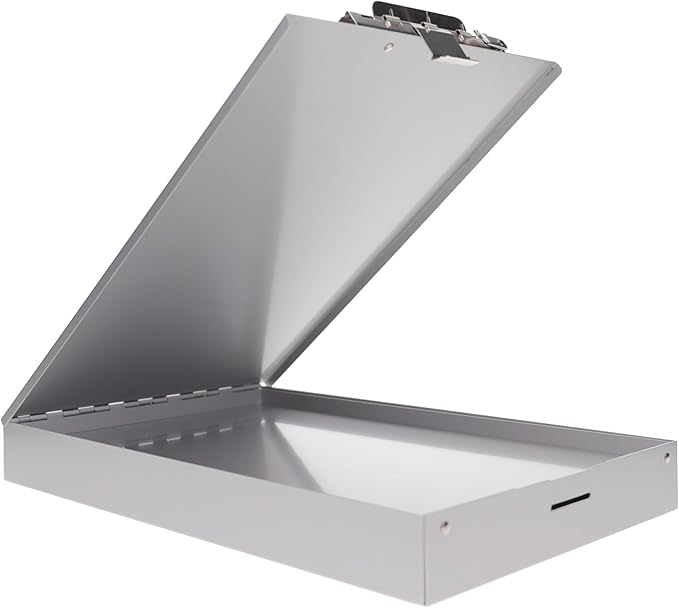 Saunders Metal Clipboard with Storage, Silver Dual Layer Nursing Clipboard Folio, Letter Size Paper Organizer, Steel Clip with Self Locking Latch, Form Holder for Office, School & Work - Made in USA