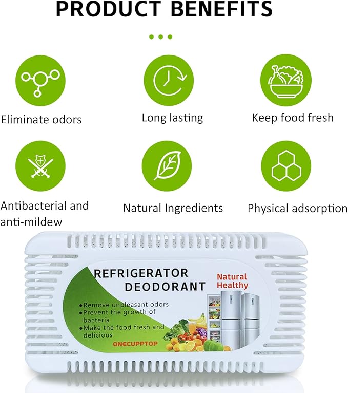Refrigerator Deodorizer (6 Pack)-Fridge and Freezer Odor Eliminator,Natural Activated Charcoal Refrigerator Fight Odors