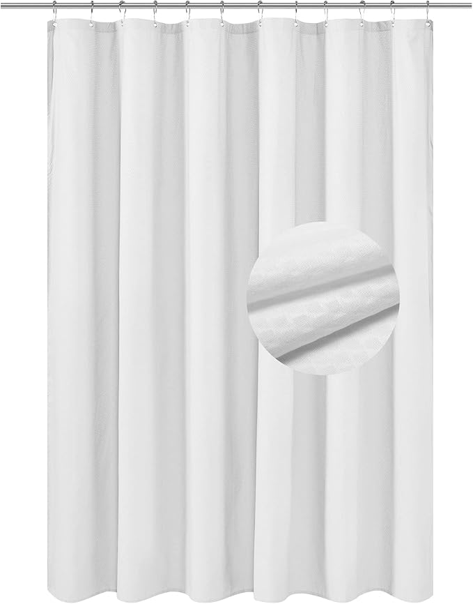 Barossa Design Soft Light-Weight Microfiber Fabric Shower Liner or Curtain, Hotel Quality, Machine Washable, Water Repellent, White, 70 x 72 inches