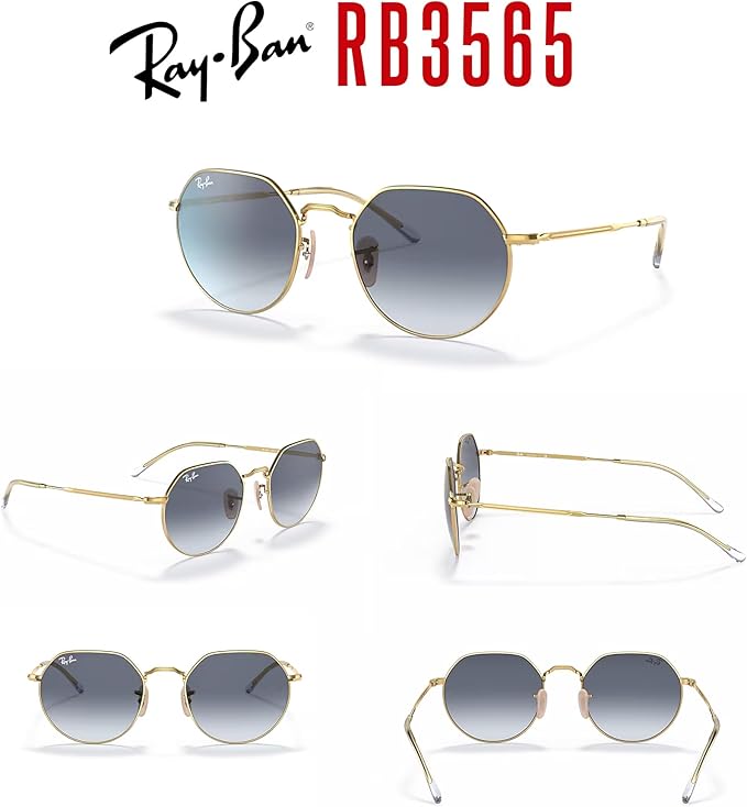 Ray-Ban Jack RB3565 Rounded Hexagonal Sunglasses for Men for Women +BUNDLE with ACCESSORY EYEWEAR KIT