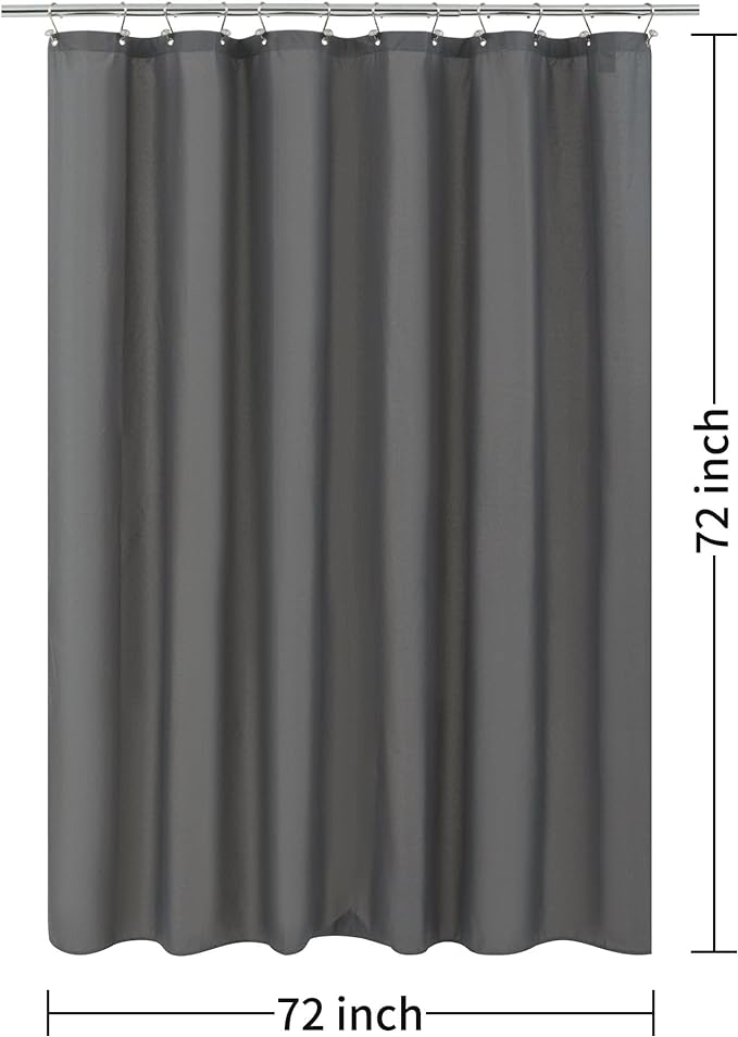 ALYVIA SPRING Waterproof Fabric Shower Curtain Liner - Soft & Light-Weight Cloth Shower Liner, 3 Bottom Magnets, Hotel Quality & Machine Washable - Standard Size 72x72, Dark Gray