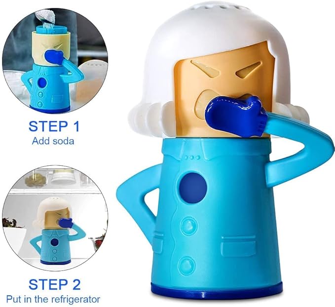 Abnaok 2PCS Angry Mama Microwave Cleaner with Chilly Mama Fridge Cleaner, Easily Clean in Minutes, Microwave cleaner Steam for Home or Office with English Manual