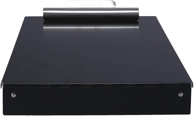 Saunders Metal Clipboard with Storage, Black Dual Layer Nursing Clipboard Folio, Letter Size Paper Organizer, Steel Clip with Self Locking Latch, Form Holder for Office, School & Work - Made in USA