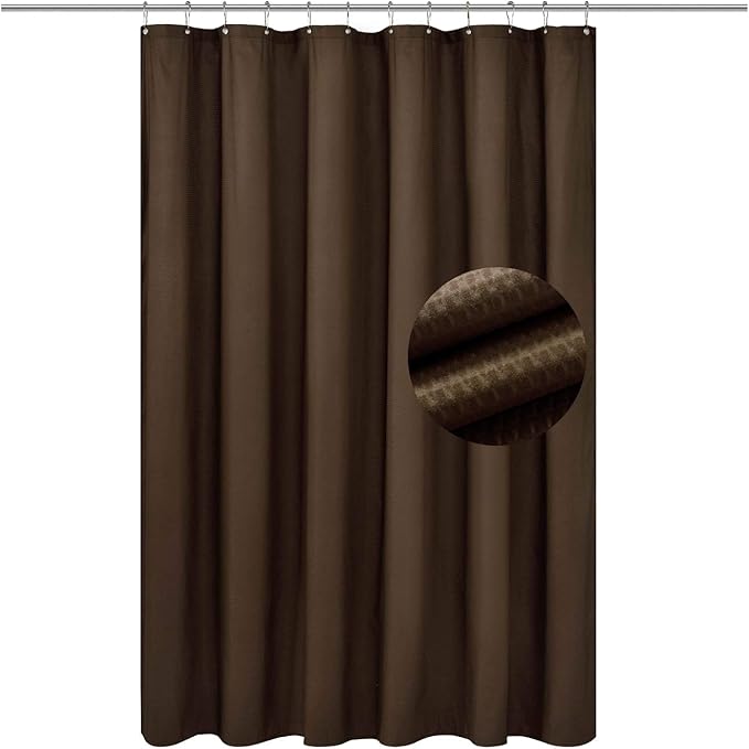 Barossa Design Soft Microfiber Fabric Shower Liner or Curtain, Hotel Quality, Machine Washable, Water Repellent, Chocolate Brown, 70 x 72 inches