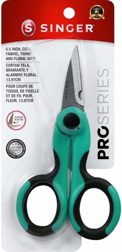 SINGER 00558 5-1/2-Inch ProSeries Heavy Duty Scissors with Power Notch, Teal