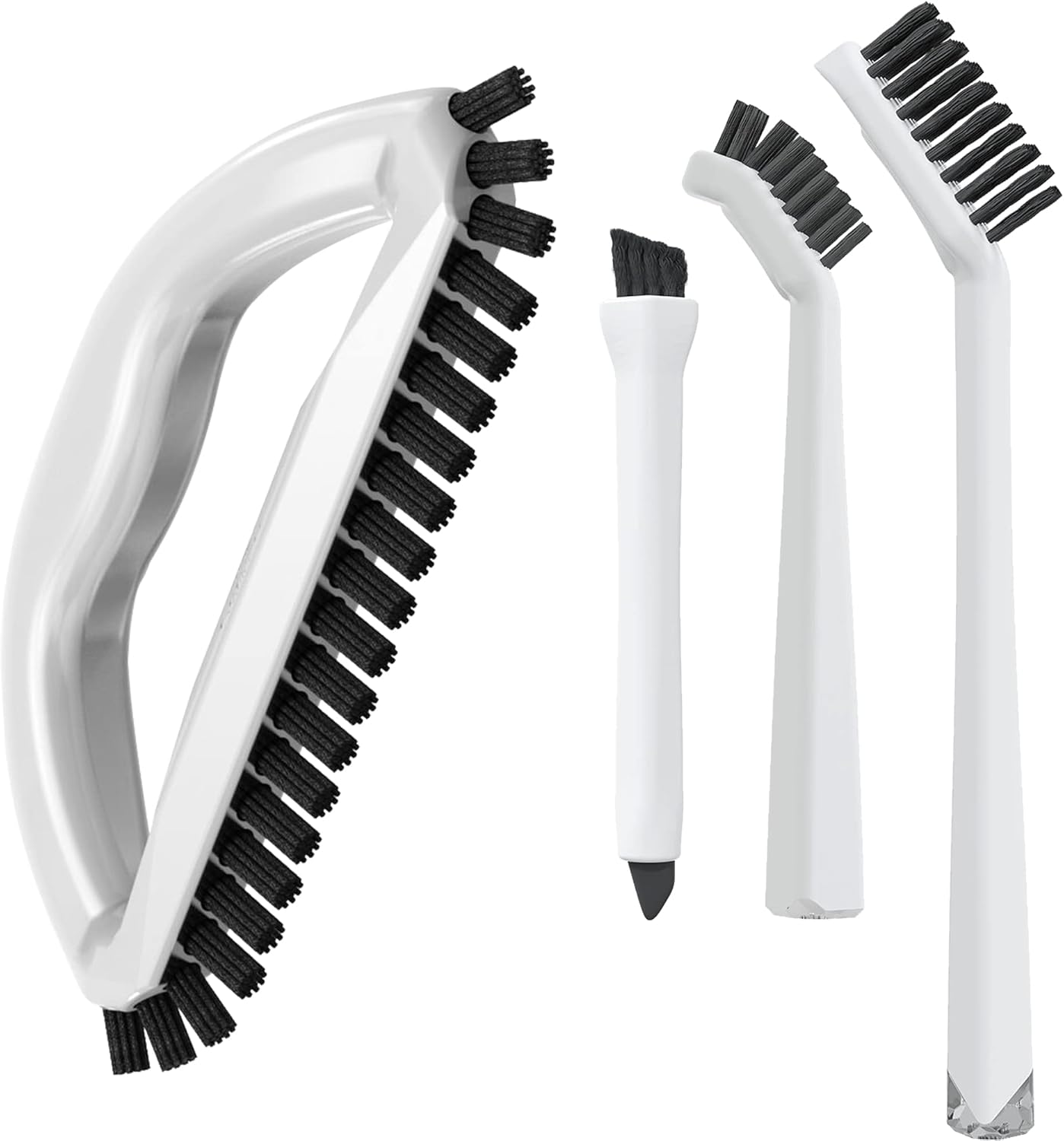 Grout Cleaning Brush Set (4 Pcs) Heavy Duty Hand Grout Scrub Brush & Detail Cleaning Brush Set for Baseboards,Floor, Corners, Shower, Bath Tub & Tiles