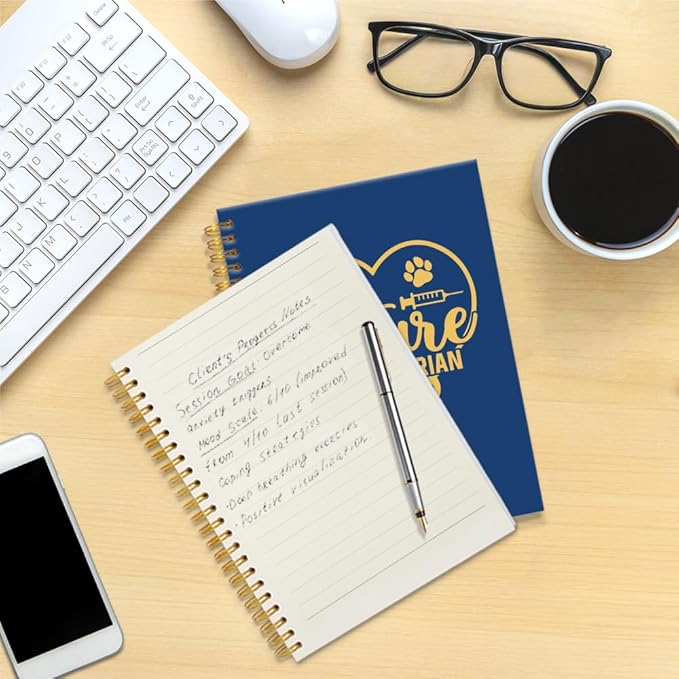 Future Veterinarian Navy Blue Spiral Horizontal Lines Notebook, Funny Paw Silhouettes Journal Gifts for Future Veterinary Nurse Vet Assistant Animal Lover, Grad Gifts for Veterinary Tech Student