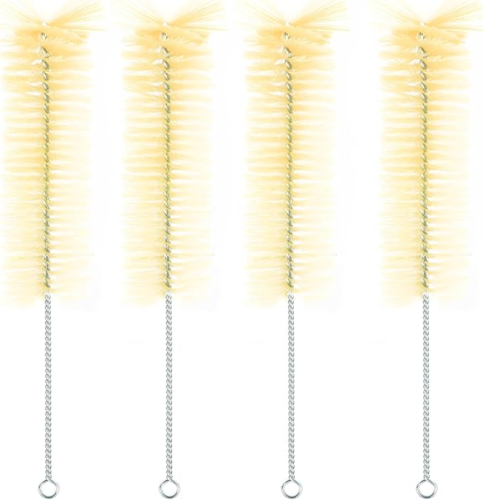 stonylab Cylinder Brushes, 4-Pack Soft Bristle Lab Glassware Cleaning Brushes with Stainless Steel Handle for 50-1000 ml Cylinders, 40cm