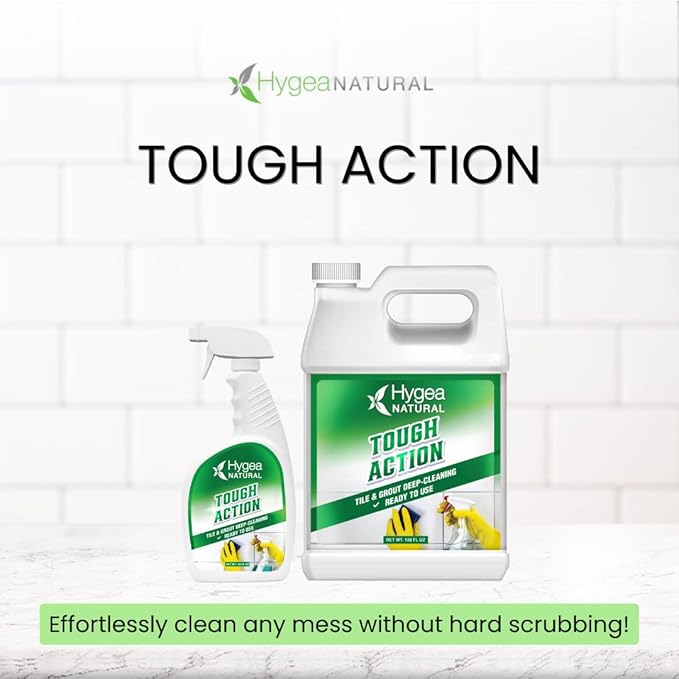 Hygea Natural Tough Action Tile & Grout Cleaner Duo - Deep Cleans Dirt & Scum, Conditions & Enhances Stone Color - Acid-Free & Residue-Free Formula (Ready to Use 24 oz, Pack of 3)