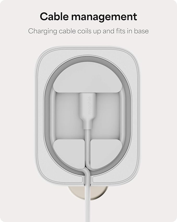 Mophie 2-in-1 Wireless Charging Stand - Qi2-Certified, MagSafe Charger for iPhone & Apple Watch – Fast Charging Station with Adjustable Phone Stand & Cable Management – Up to 15W Power
