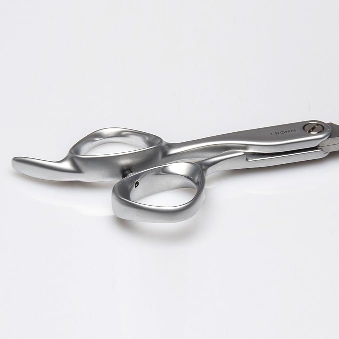 Fromm Professional Transform 5.75" Left-Hand Extra Smooth Hair Cutting Shears on Wet & Dry in Matte Silver Japanese Steel Scissors with Beveled Blade for Experienced & Expert Stylists