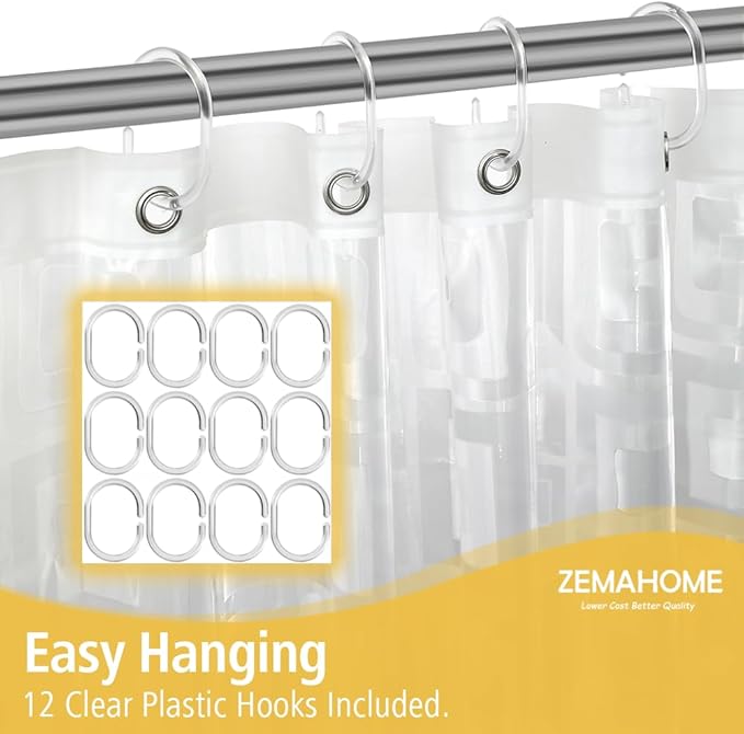 Thin 3D EVA Shower Curtain Liner Geometric, 72x72 Premium Light Weight Clear Plastic Bathroom Shower Curtain with Rustproof Metal Grommets 3 Magnets for Shower Stall, Bathtubs