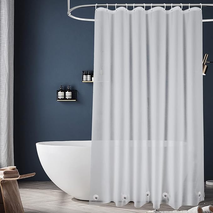 EurCross Shower Curtain Liner Extra Long 82 inch Length with 5 Bottom Magnets,Frosted PEVA Plastic Shower Curtain Liner, Waterproof Opaque Shower Liner No Smells with Metal Grommets,72 x 82 inch