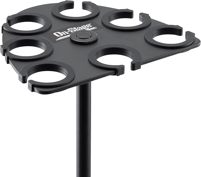 On-Stage MSA2700 Multi-Mic Holder (Microphone Organizer, Display, Caddy, Supports Handheld, Dynamic, Wired, and Wireless Mics, Aluminum, Silicone Padding, Black)