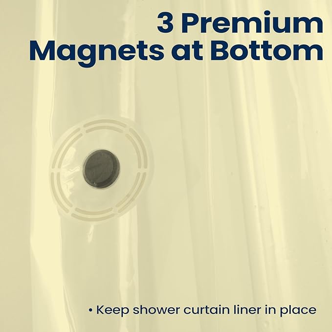 downluxe Cream Shower Curtain Liner, PEVA Lightweight Plastic Shower Liner with 3 Magnets, 72" x 72" Waterproof Bathroom Curtain