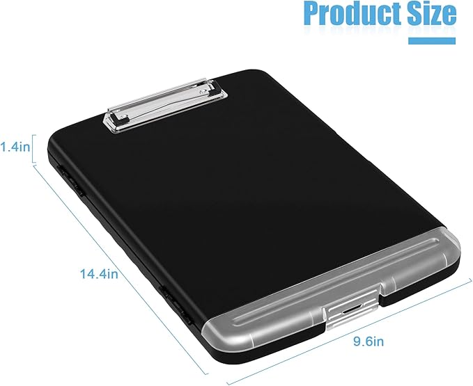 Hongri Clipboard with Storage with Pen Holder, Folder Nursing Clip Board 8.5 x 11 Foilo-Side Opening, High Capacity, Light Weight for Teachers, Classroom. Size 14 x 9.6 x 1.2 in(Black)