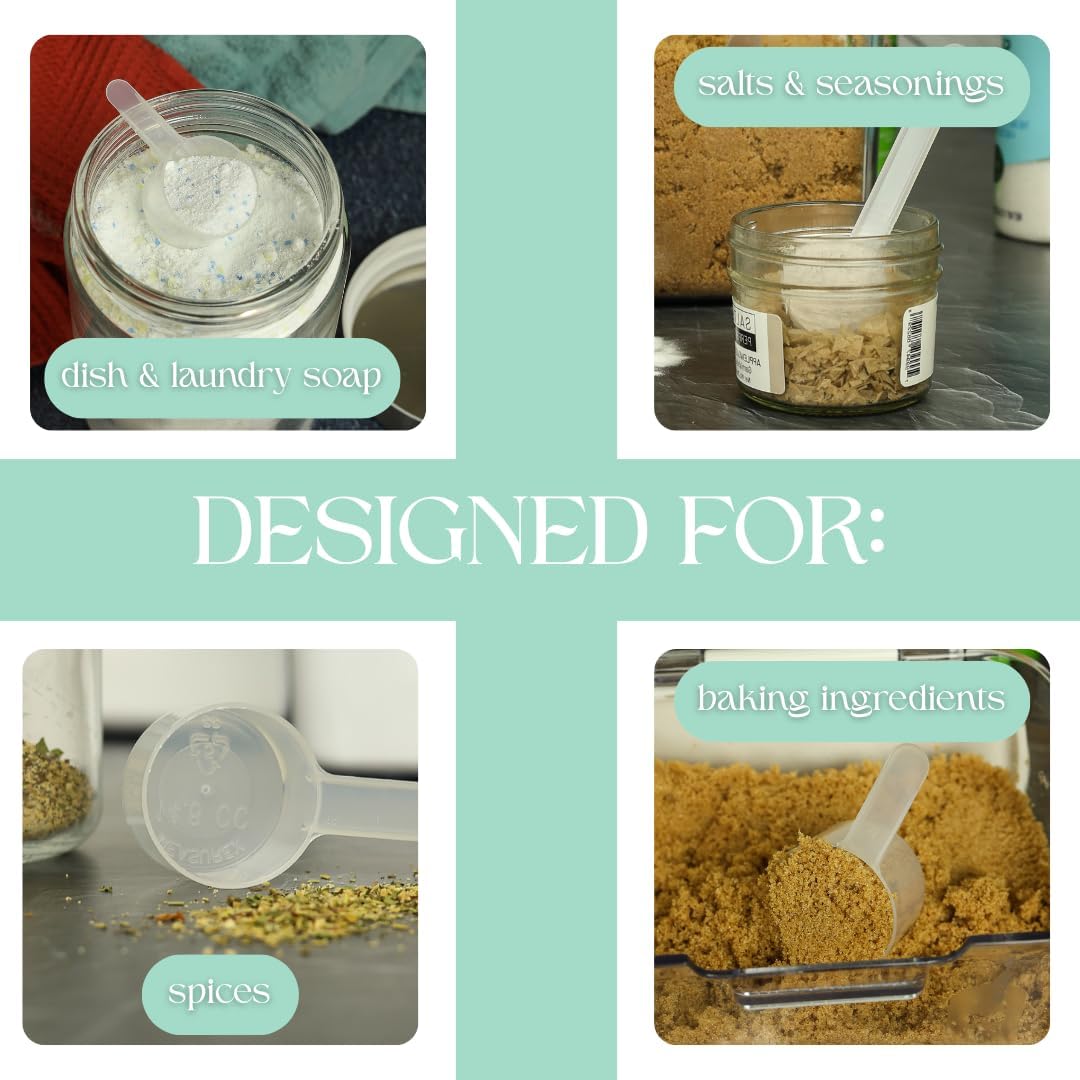 4 Pack – 1 Tablespoon Plastic Measuring Scoop – 14.8 cc / 14.8 ml / ½ oz. – Long Handled Scoop for Protein, Powders, Coffee, Milk Powder, Laundry Soap