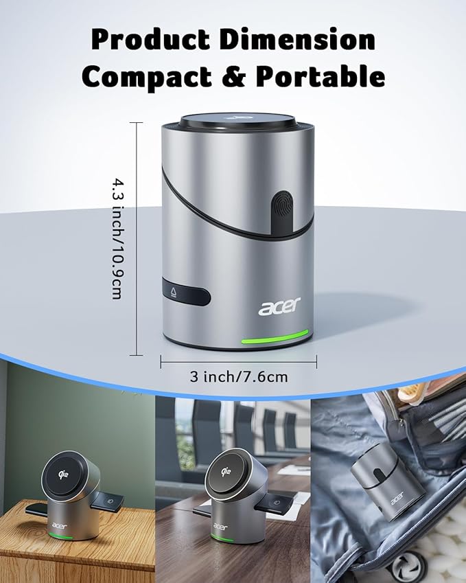 Acer Prime 3 in 1 Charging Station for Apple - Qi2 15W iPhone Wireless Charging Station, Magsafe Charger Stand for iPhone 17 16 15 14 13 12 - Apple Watch - Airpods Series (Charger & USB-C Included)