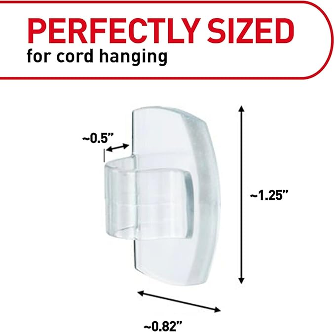 Command Round Cord Clips, Damage Free Hanging Cable, for Hanging Electrical Cables, 26 Clear Cord Clips and 32 Strips