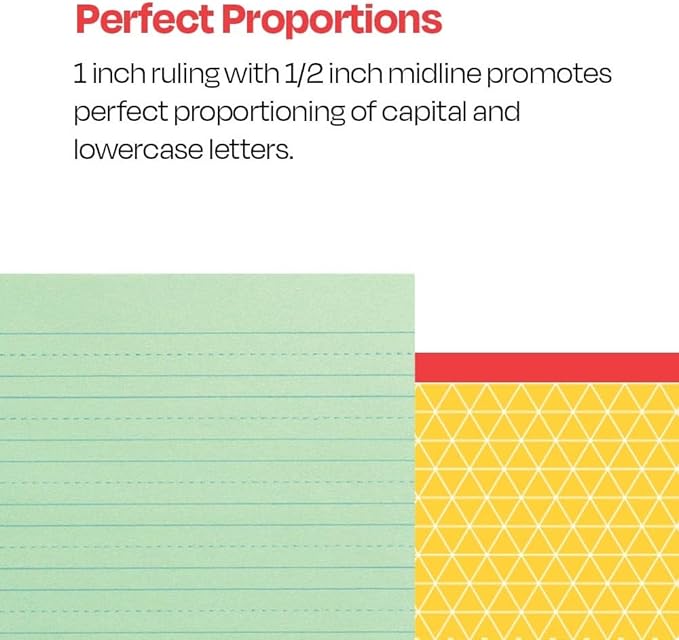 School Smart Green Newsprint Practice Paper, 1 Inch Rule, 12 x 9 Inches, 500 Sheets