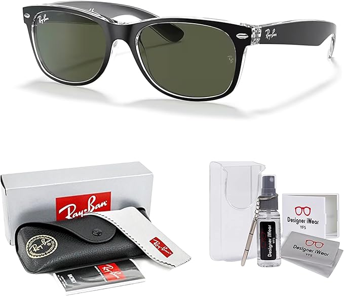 Ray-Ban RB2132 NEW WAYFARER 55MM Square Sunglasses For Men For Women +BUNDLE with ACCESSORY EYEWEAR KIT