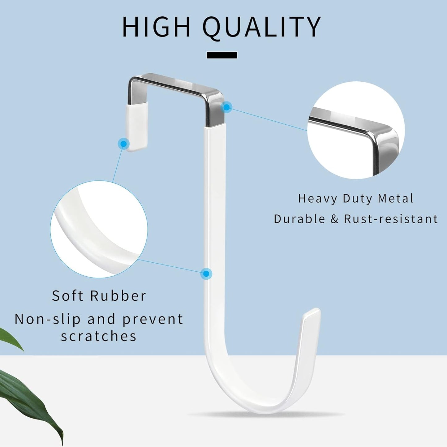 FYY Over The Door Hooks, 4 Pack Door Hangers Hooks with Rubber Prevent Scratches Heavy Duty Organizer Hooks for Living Room, Bathroom, Bedroom, Kitchen Hanging Clothes, Towels, Hats, Coats, Bags Mix