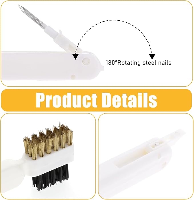 2pcs Kitchen Cleaning Scrub Brush Deep Gas Stove Brass Wire Brushes with Stiff Bristles & Cooktop Scraper Scrubber for Range Hood Grease Grime Rust Cleaner Small Brass Brushes for Pot Pan Household