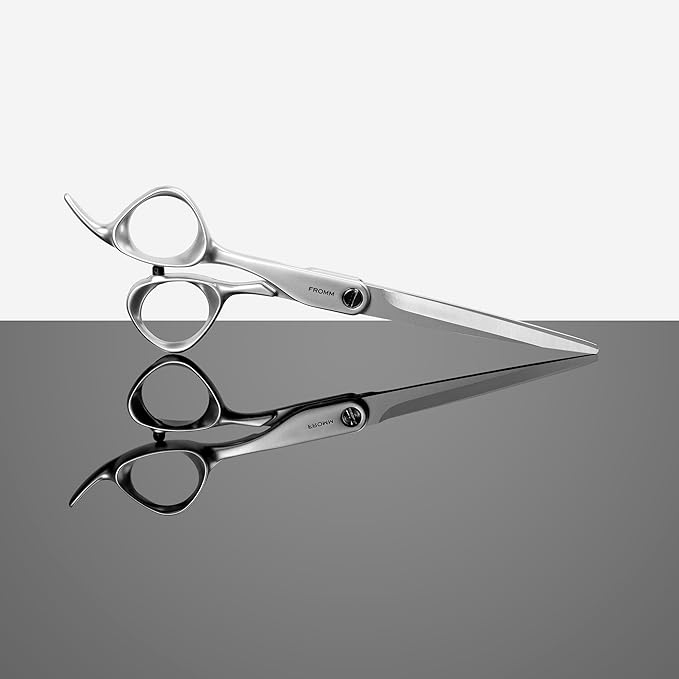 Fromm Professional Transform 5.75" Left-Hand Extra Smooth Hair Cutting Shears on Wet & Dry in Matte Silver Japanese Steel Scissors with Beveled Blade for Experienced & Expert Stylists