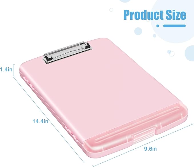Hongri Clipboard with Storage with Pen Holder, Folder Nursing Clip Board 8.5 x 11 Foilo-Side Opening, High Capacity, Light Weight for Teachers, Classroom. Size 14 x 9.6 x 1.2 in(Pink)