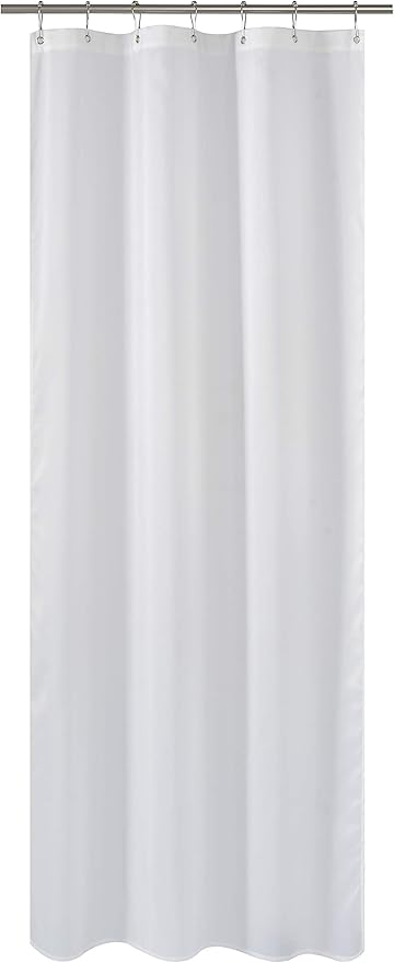 N&Y HOME Fabric Shower Curtain or Liner 36 x 72 Inches Bath Stall Size with 2 Bottom Magnets, Hotel Quality, Washable, Water Repellent, White Spa Bathroom Curtains with Grommets, 36x72