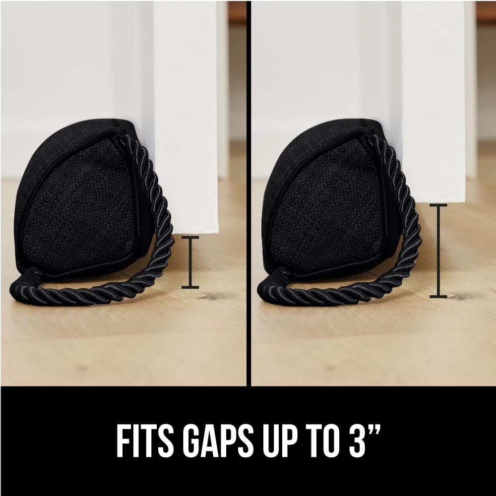 GORILLA GRIP Door Draft Stopper for Bottom of Doors, Weather Stripping Seal Blocks Hot Air, Noise, Bugs, Keeps Cold AC in, Sound Proofing Easy Install Gap Filler, Home Essentials, 34 Inch, Black