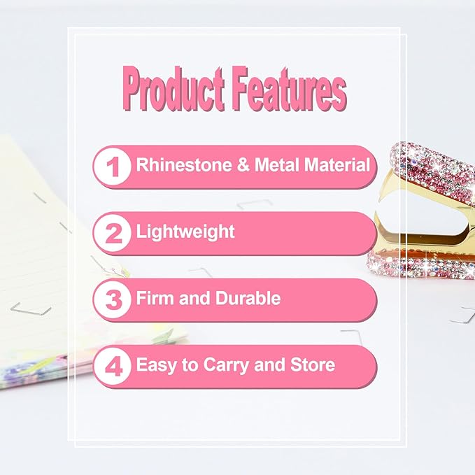 Buqoo Bling Rhinestone Staples Remover, Crystal Staple Puller Cute Glitter Stapler Remover Tool for Home School Office Supplies Dazzling Desk Accessories for Women Office