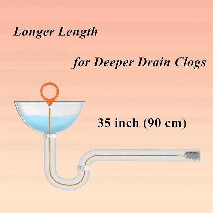35 Inch Drain Snake Hair Clog Remover Tool, Long Flexible Anti-Break Steel Plumbing Snake, for Bathroom Sink, Shower, Tub, Pipe Drain (4 Pack)