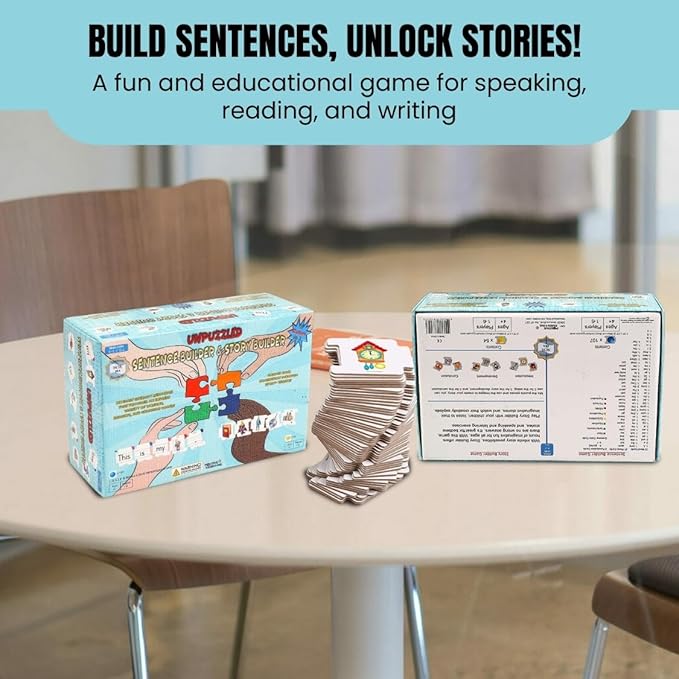 Sentence & Story Building 2-in-1 Educational Game for Kids | Phonics & Reading Puzzles Ages 6-8 | Learn Parts of Speech & Sight Words | Speech Therapy Materials for Kindergarten & 1st Grade
