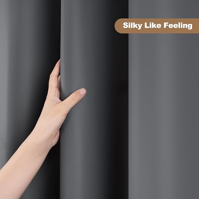 UFRIDAY Dark Grey Stall Shower Curtain Liner Premium PEVA 48 x78 inch,Heavy Duty Shower Curtain with 2 Weighted Magnets, Plastic Waterproof Grey Shower Curtains for Bathroom with 8 Hooks
