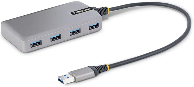 StarTech.com 4-Port USB Hub - USB 3.0 5Gbps, Bus Powered, USB-A to 4X USB-A Hub w/Optional Auxiliary Power Input - Portable Desktop/Laptop USB Hub, 1ft/30cm Cable, USB Expansion Hub (5G4AB-USB-A-HUB)