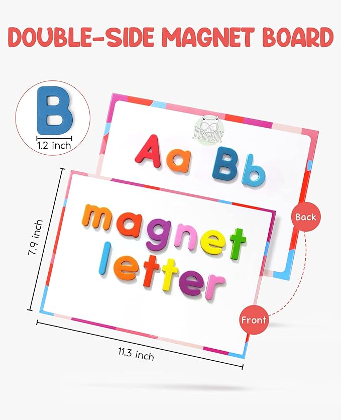 Magnetic Alphabet Letters+Phonics Word Magnetic Letter Tiles-JoyCat 265 Alphabet Tiles, Magnetic Letters Kit with Word-Building Folder and Storage Case, Kindergarten Phonics Awareness, Science of Read