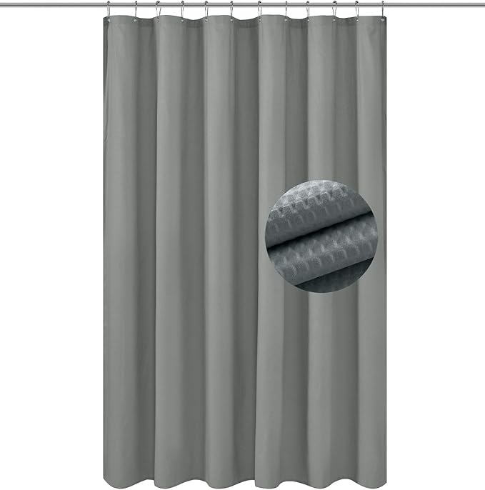 Barossa Design Soft Microfiber Fabric Shower Liner or Curtain - Lightweight, Hotel Quality, Machine Washable, Water Repellent - Dark Grey, 70 x 72 inches