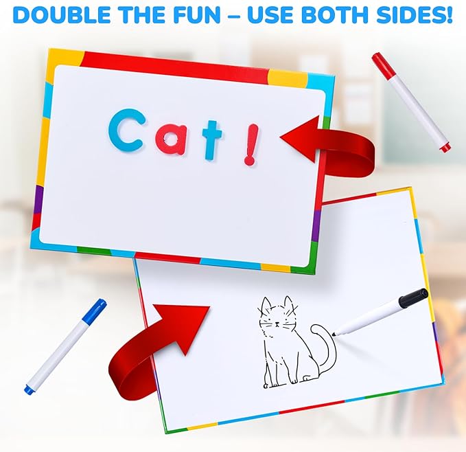 JoyCat Classroom Magnetic Letters Kit 234 Pcs with Double-Side Magnet Board - Foam Fridge Alphabet Letters for Kids Spelling and Learning, Homeschool Activity Pre-K Kid Learning Tool