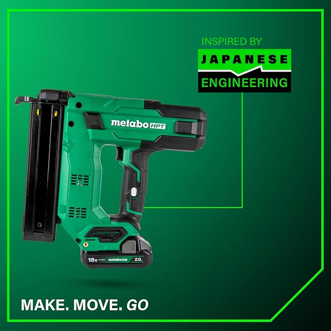 Metabo HPT 18V MultiVolt Cordless Narrow Crown Stapler Kit, 18 Gauge 1-1/2" Stapler with Power Tool 2.0Ah Lithium Ion Battery, Drives 1/2" to 1-1/2" Staples, 5-Year Warranty, N1804DB