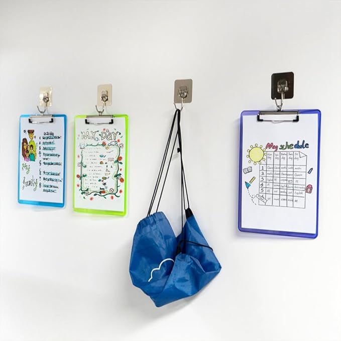 Dynta Plastic Clipboards A4/Letter Size 8.5x11 Clear Colored Clip Boards Hanging Hard Board for Outdoors Indoors Painting Note-Taking Writing Pads Document Storage 6 Pack