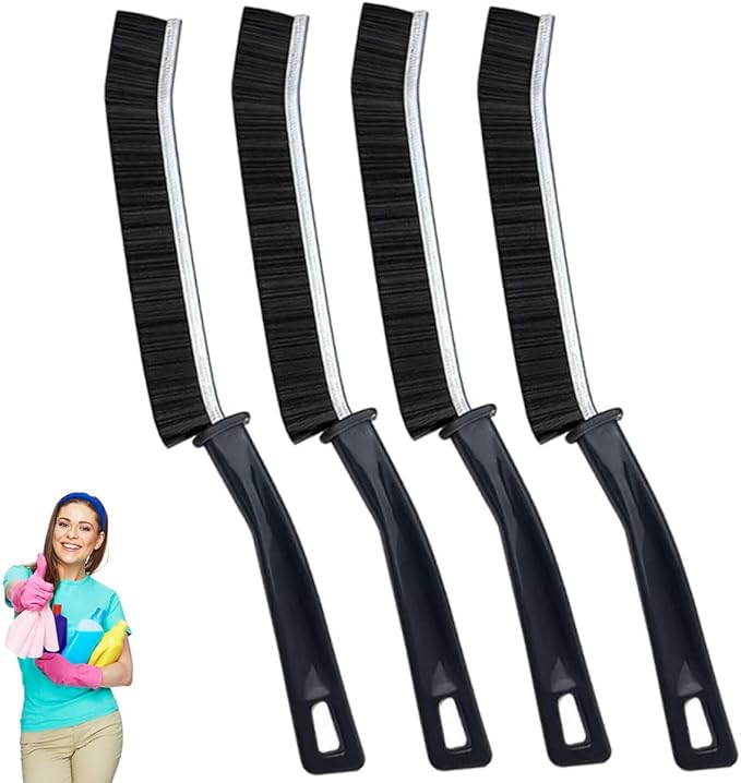 4-Piece Black Multi-Function Crevice Cleaning Brush Household Hard Bristle Narrow Brush Head Crevice Cleaning Tool