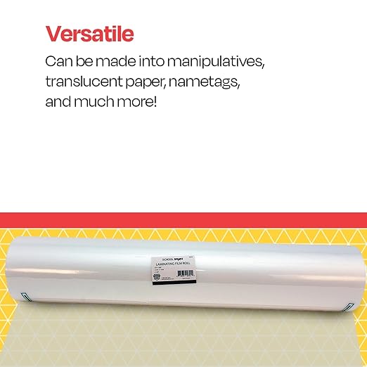 School Smart Laminating Film Roll, 25 Inches x 500 Feet, 3 Mil Thick, High Gloss