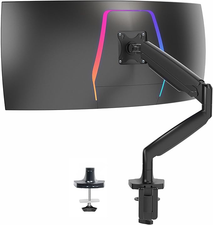 VIVO Premium Aluminum Heavy Duty Single Monitor Arm for Ultrawide Monitor up to 40 inches and 24 lbs, Desk Mount Stand, Pneumatic Height, Max VESA 100x100, Black, STAND-V101Q