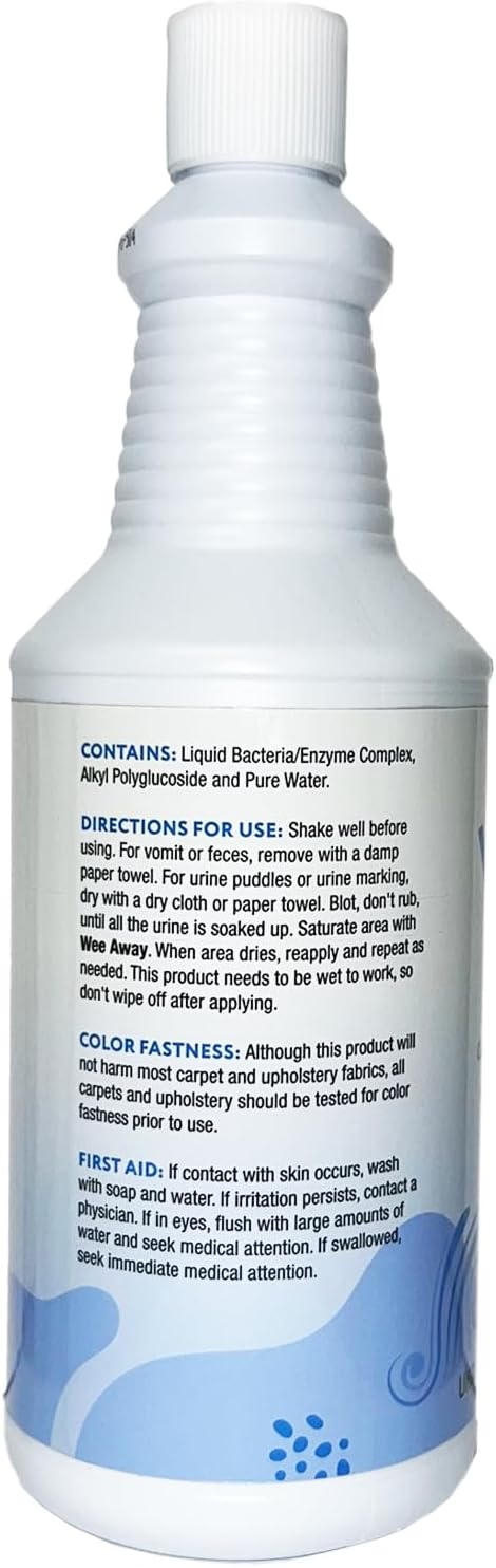 Wee Away Original Formula Concentrated Stain & Odor Remover, Enzyme Cleaner, Pet Urine Odor Eliminator for Home - Pet Mess Destroyer for Carpet & Furniture, Unscented, 32 fl oz
