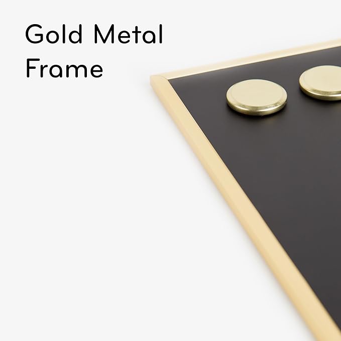 U Brands Magnetic Chalkboard, 11" x 14", Gold Metal Frame, Premium Matte Surface, Includes Chalk Pencils and Magnets